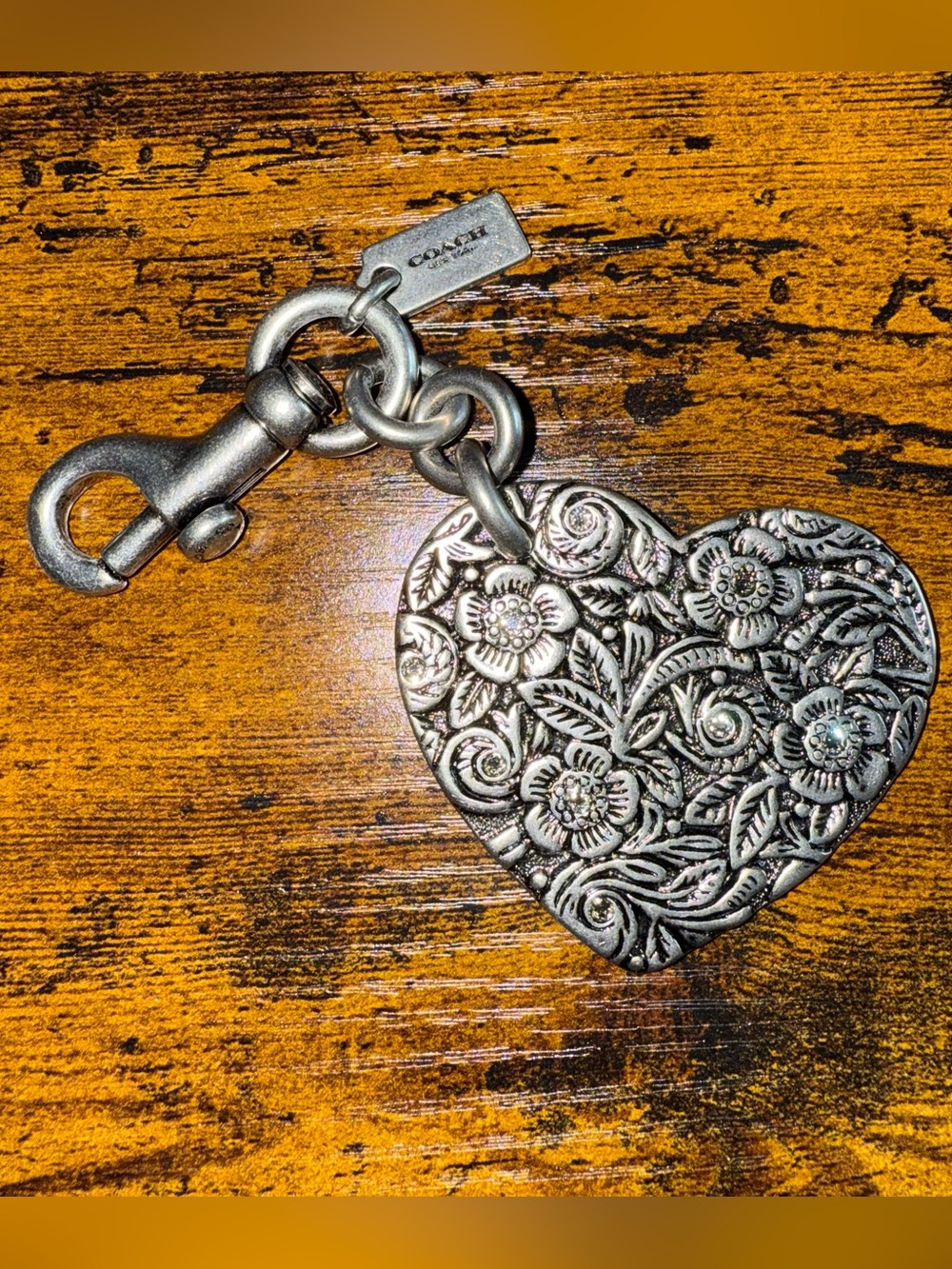 Coach Tooled Heart Bag Charm